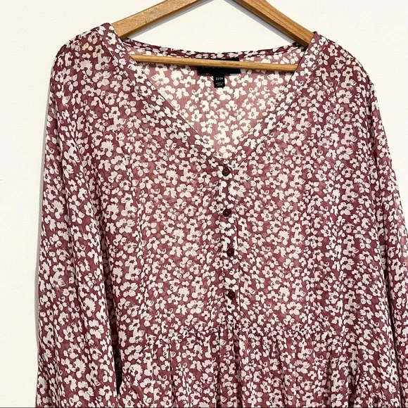 ❌SOLD❌➕ Lane Bryant Floral Semi Sheer Button Front Blouse Womens Plus Size 22/24 - Picture 3 of 9